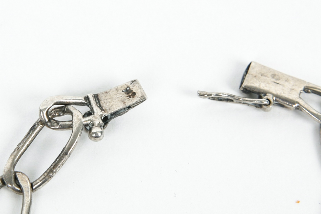 Sterling Silver Bracelet with Seven Antique Sterling Silver Baptismal Medals