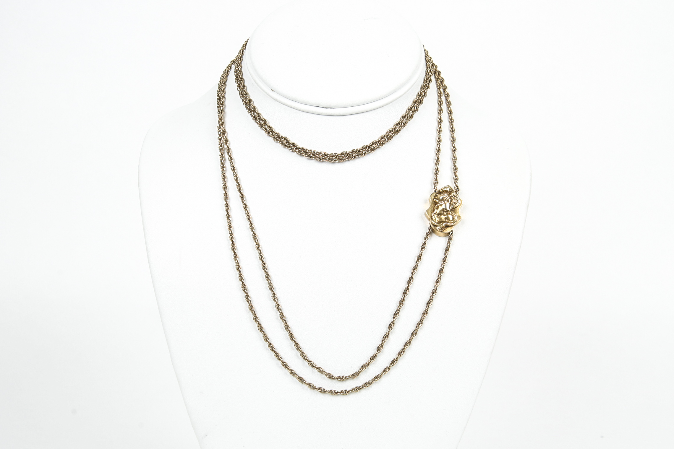 50 Inch Antique Gold Filled Watch Chain with 14K Gold Slide.