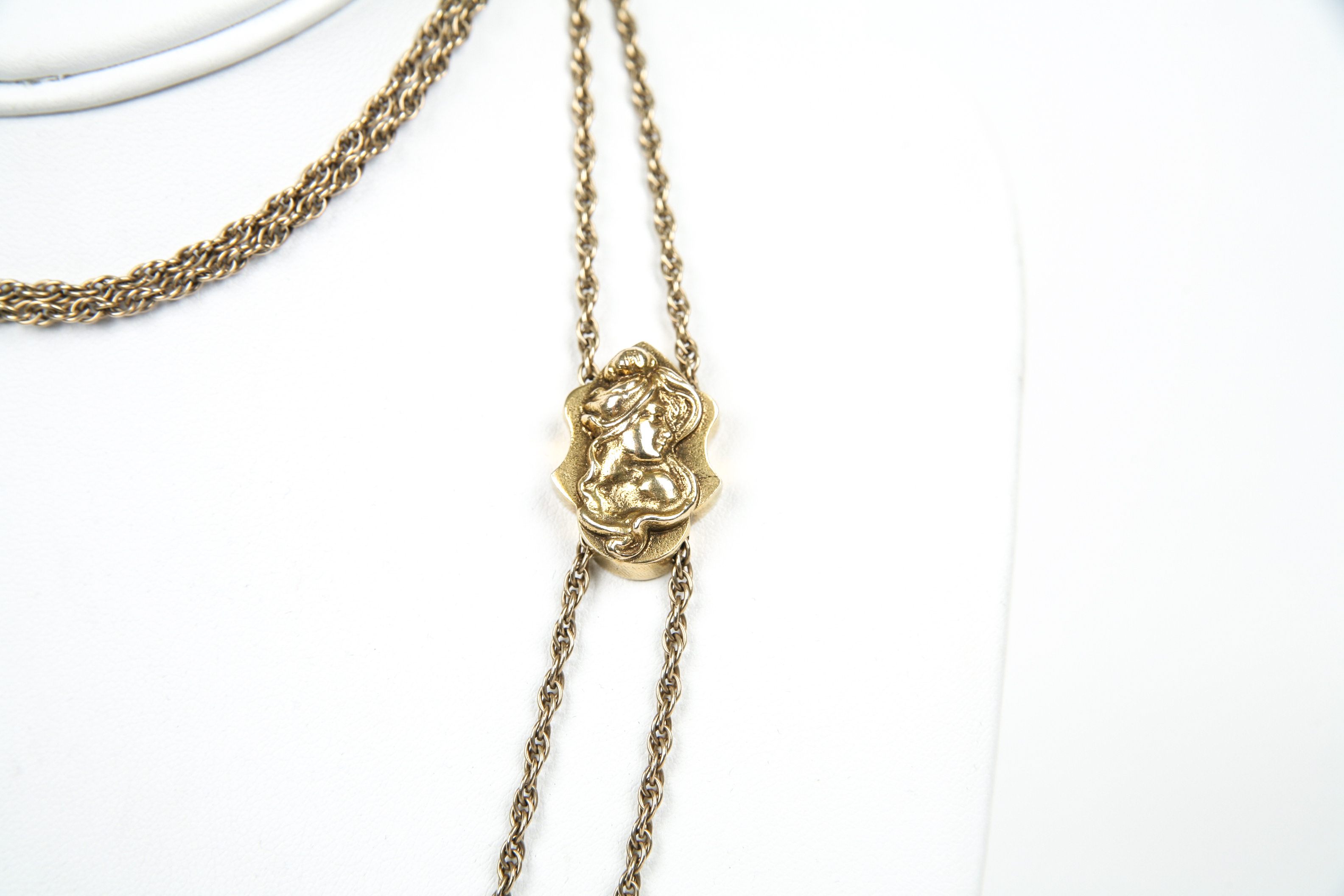 50 Inch Antique Gold Filled Watch Chain with 14K Gold Slide.