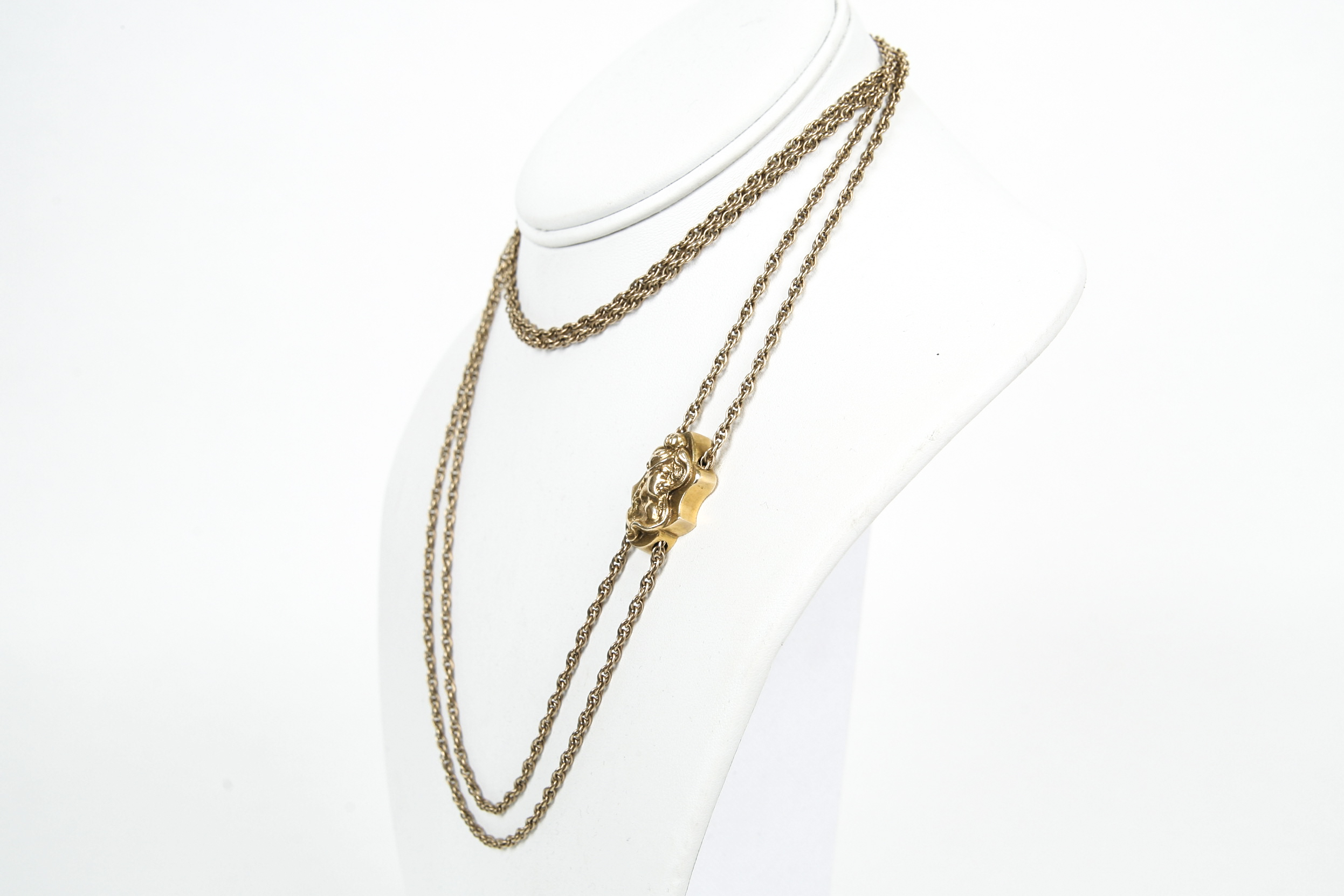 50 Inch Antique Gold Filled Watch Chain with 14K Gold Slide.