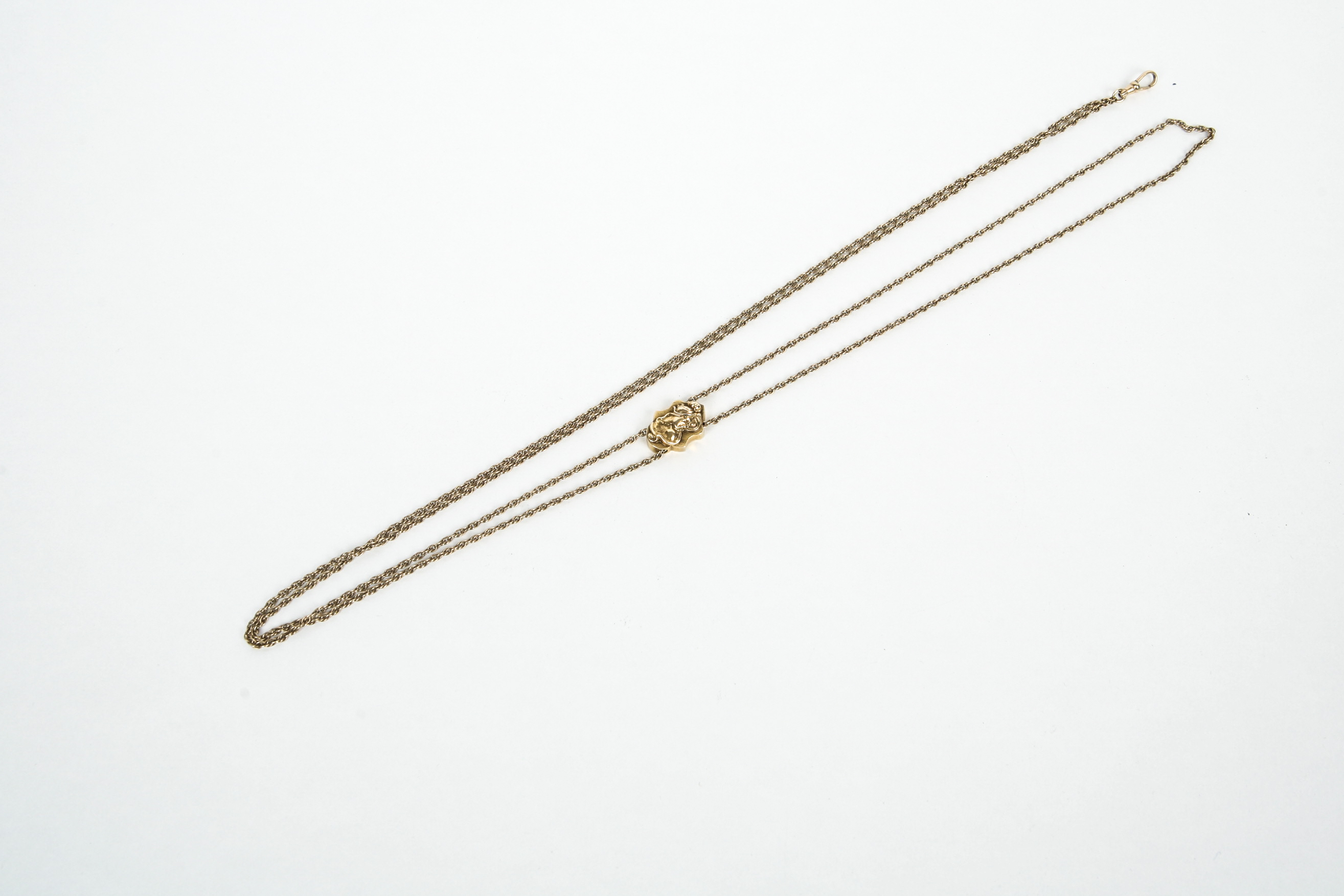 50 Inch Antique Gold Filled Watch Chain with 14K Gold Slide.