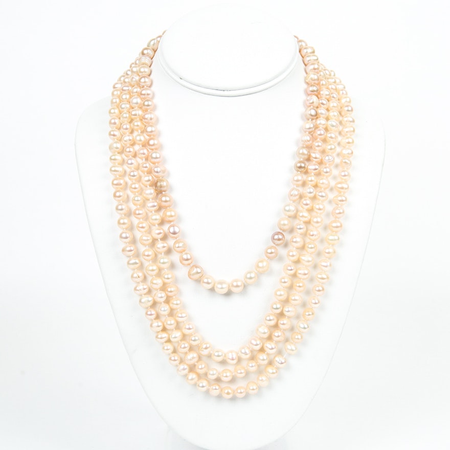 Multi-Strand Cultured Pearl Necklace with Sterling Silver Clasp