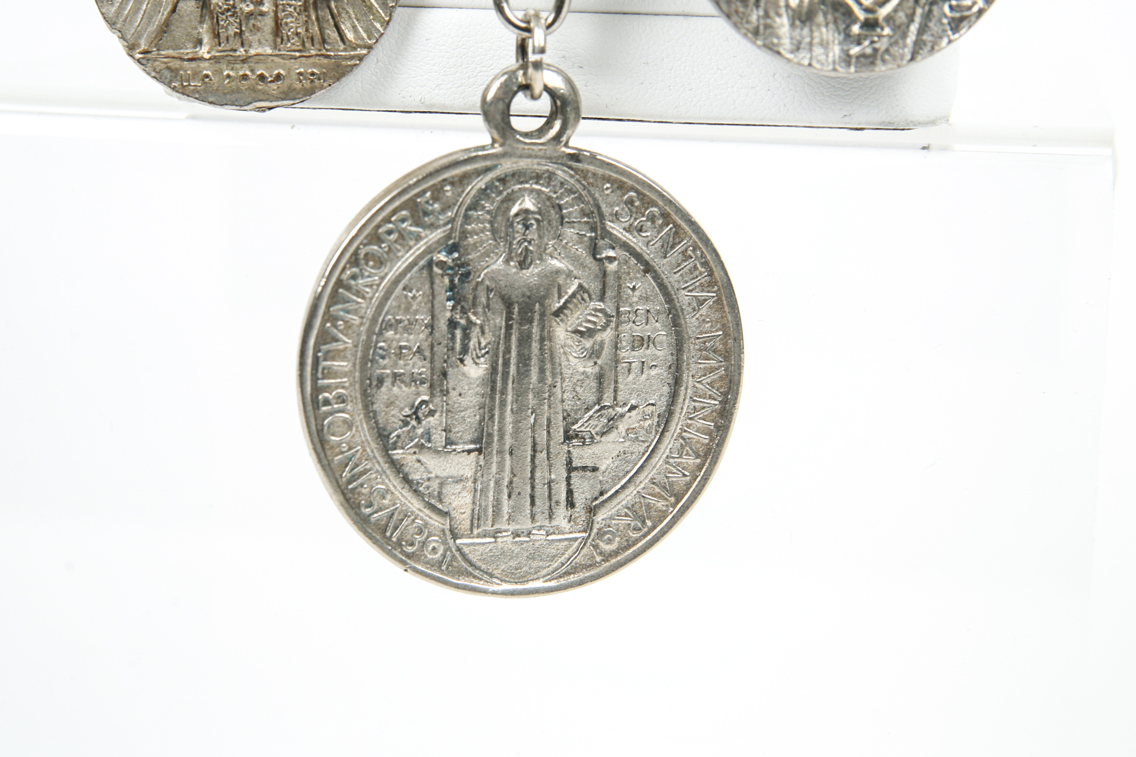 Silver Plated Chain with Religious Medallions