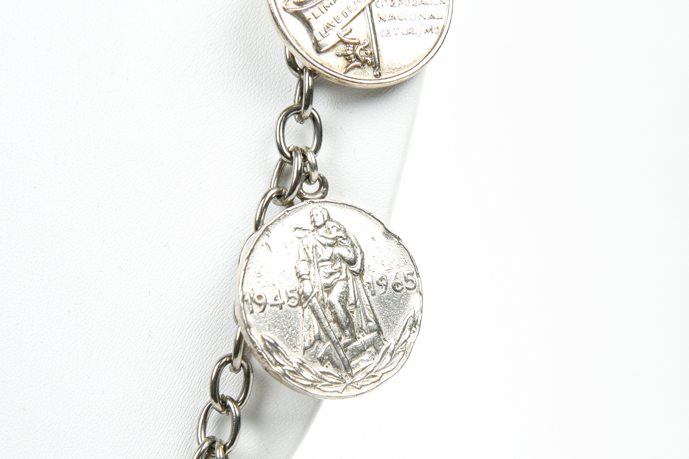 Silver Plated Chain with Religious Medallions