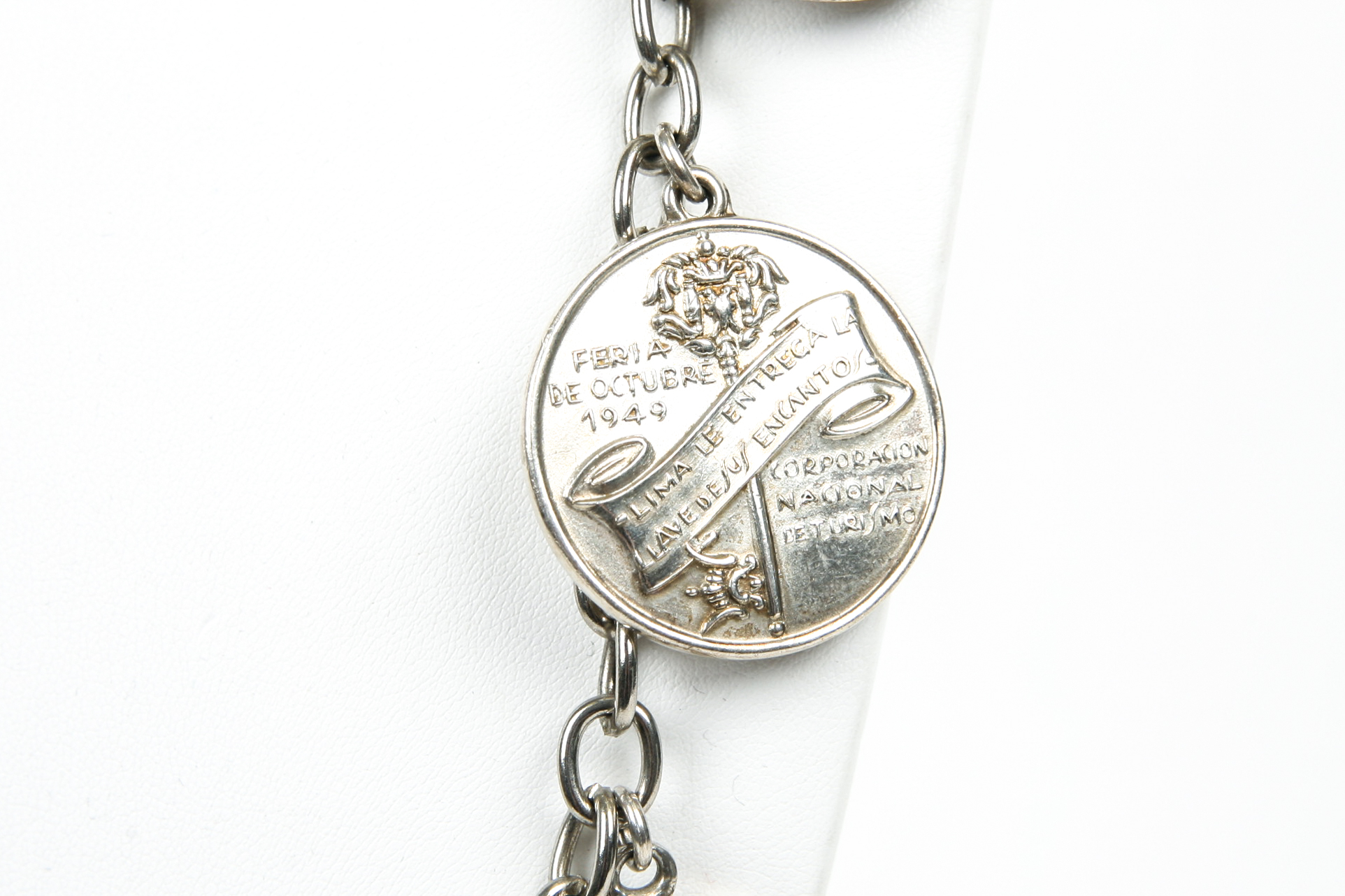 Silver Plated Chain with Religious Medallions