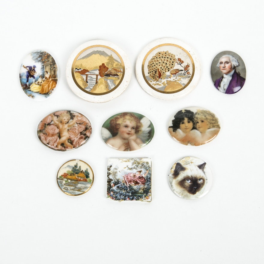 Grouping of Collectable Pieces including Antique Enamel on Copper and Satsuma