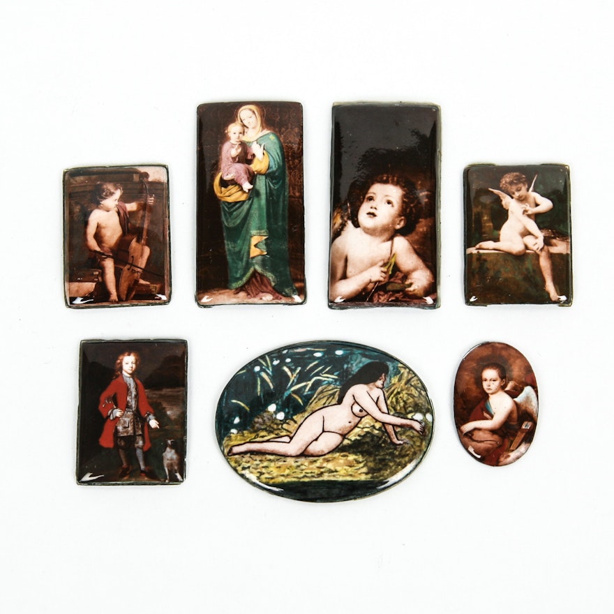 Grouping of Vintage Enamel on Copper Pieces