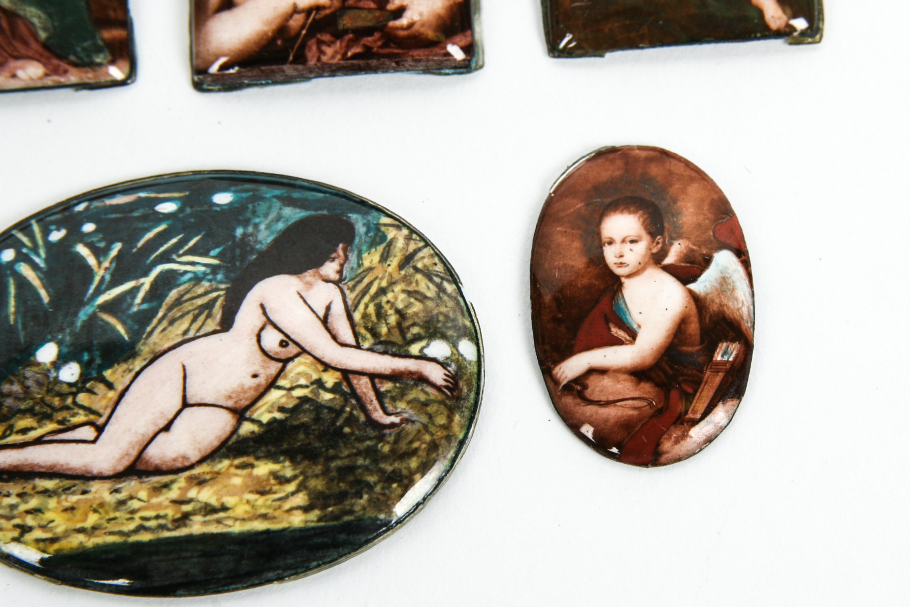 Grouping of Vintage Enamel on Copper Pieces