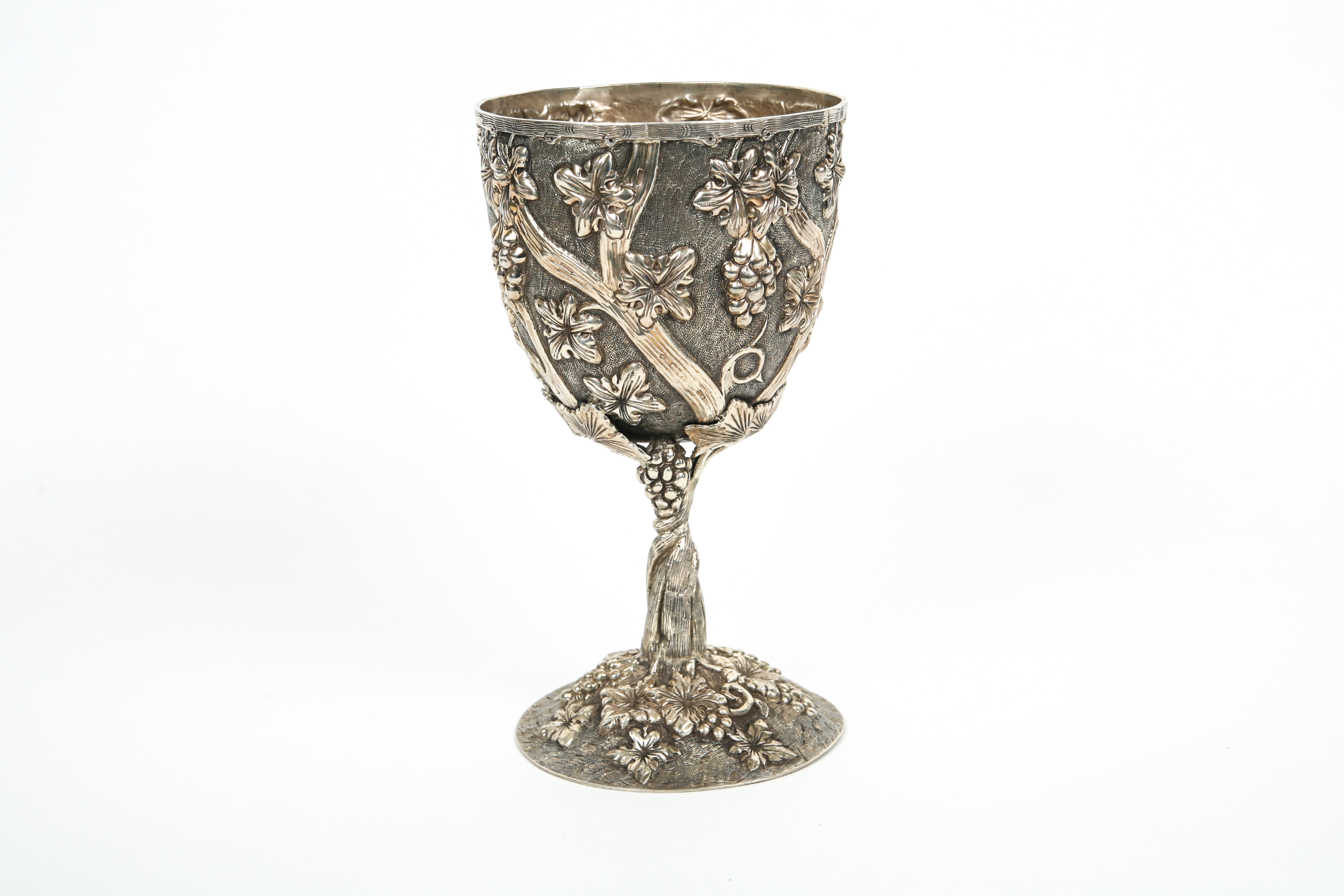 Large Sterling Silver Grapevine Goblet Like Chalice