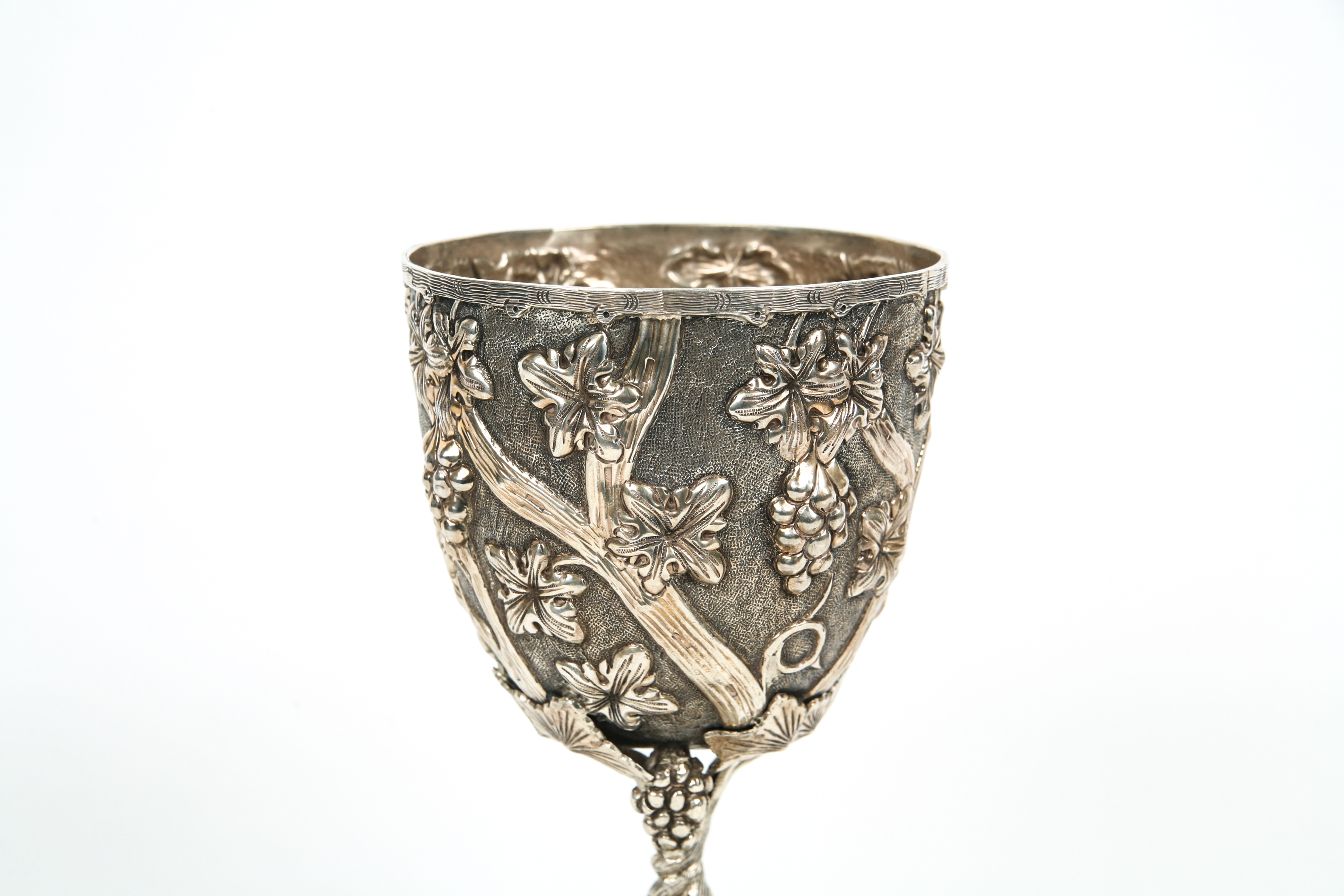 Large Sterling Silver Grapevine Goblet Like Chalice