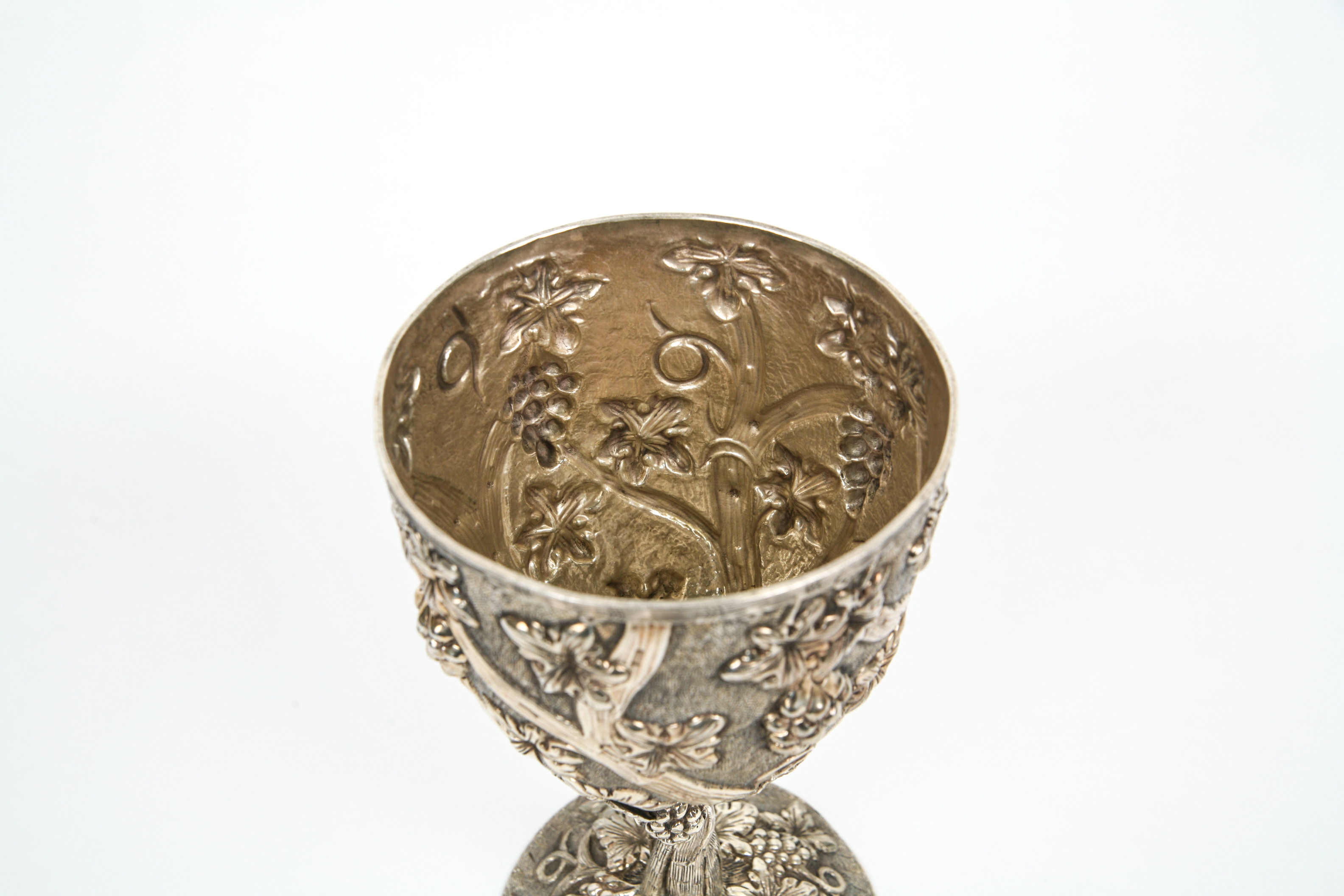 Large Sterling Silver Grapevine Goblet Like Chalice