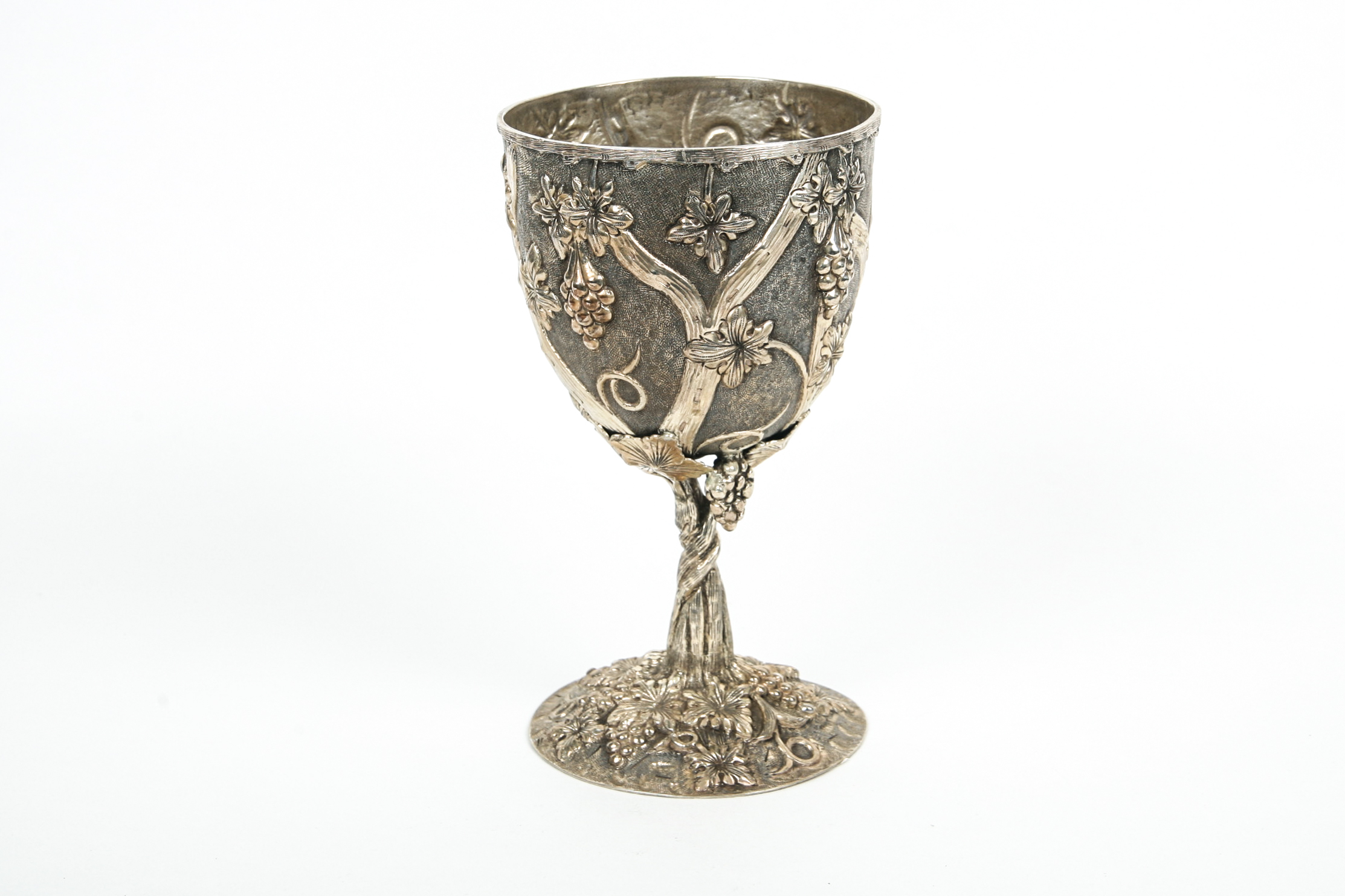 Large Sterling Silver Grapevine Goblet Like Chalice