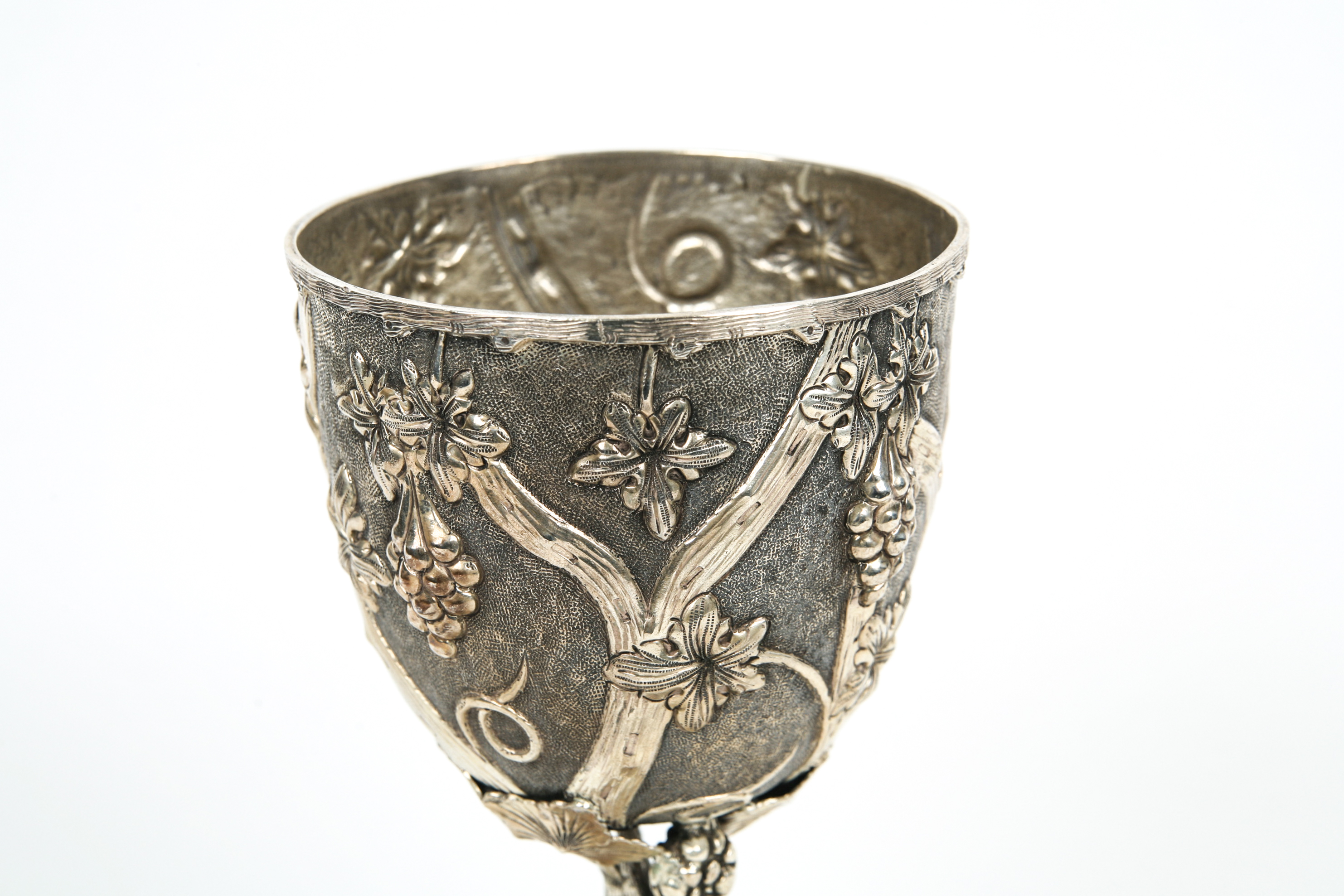 Large Sterling Silver Grapevine Goblet Like Chalice