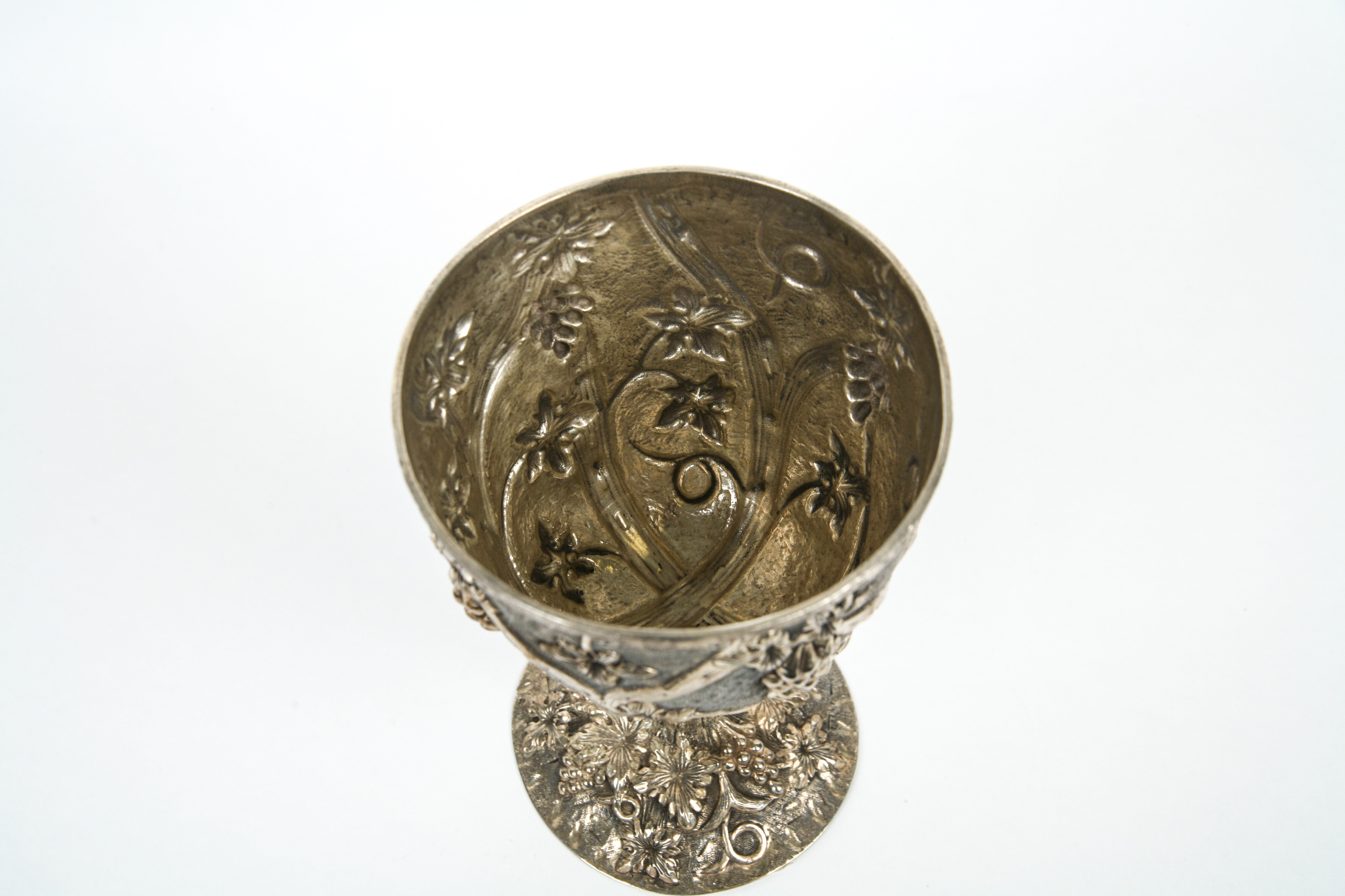 Large Sterling Silver Grapevine Goblet Like Chalice