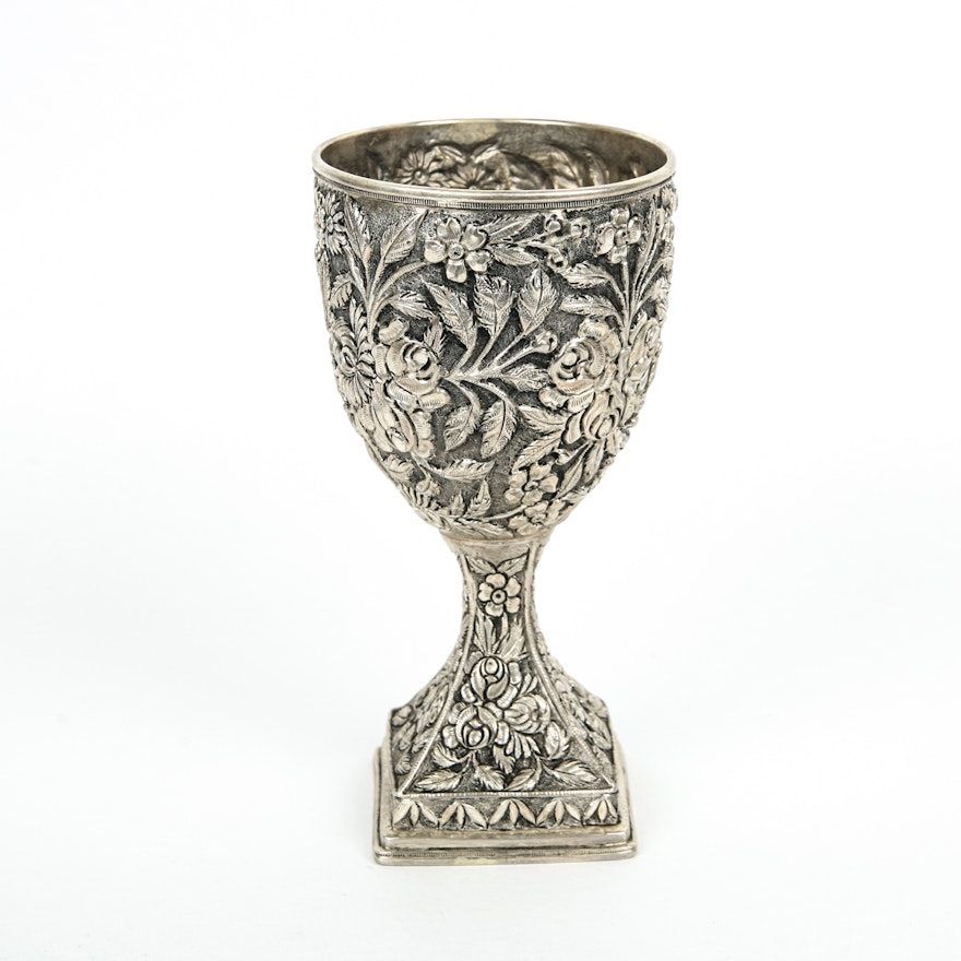 Sterling Silver Baltimore Rose Pattern Chalice