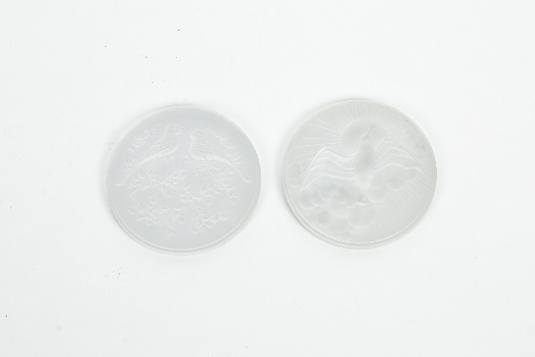 Pair of French Frosted Glass Disks