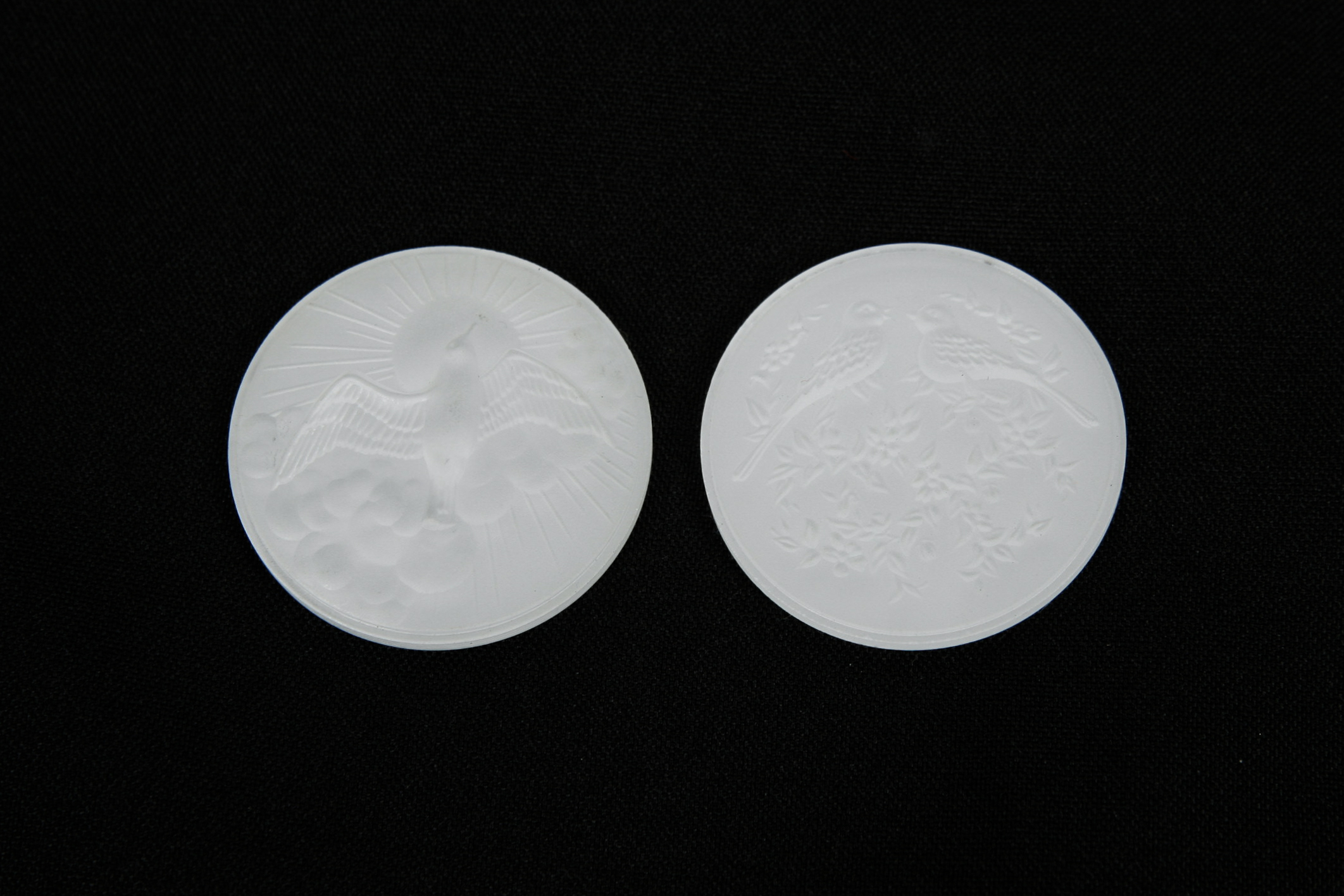 Pair of French Frosted Glass Disks
