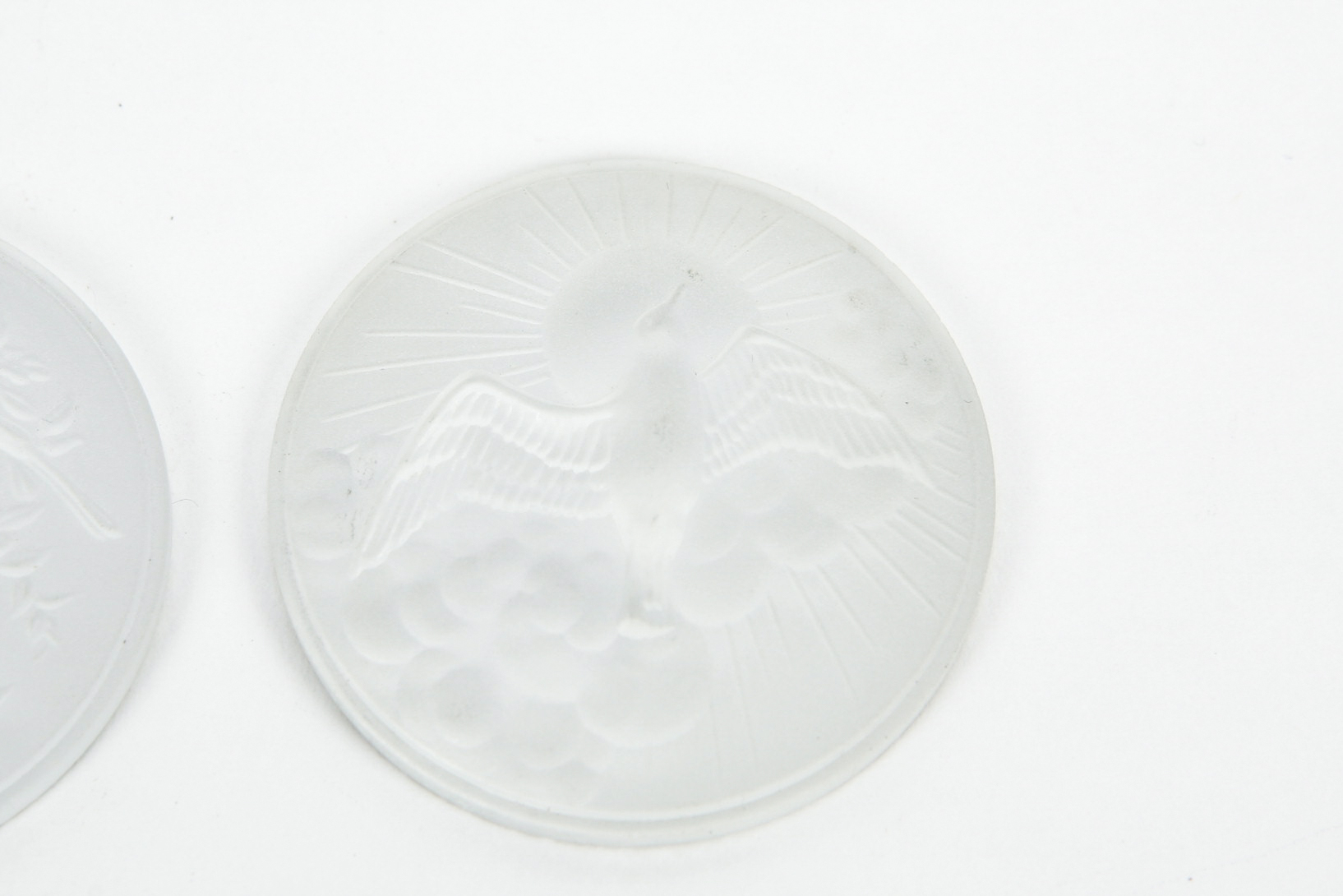 Pair of French Frosted Glass Disks