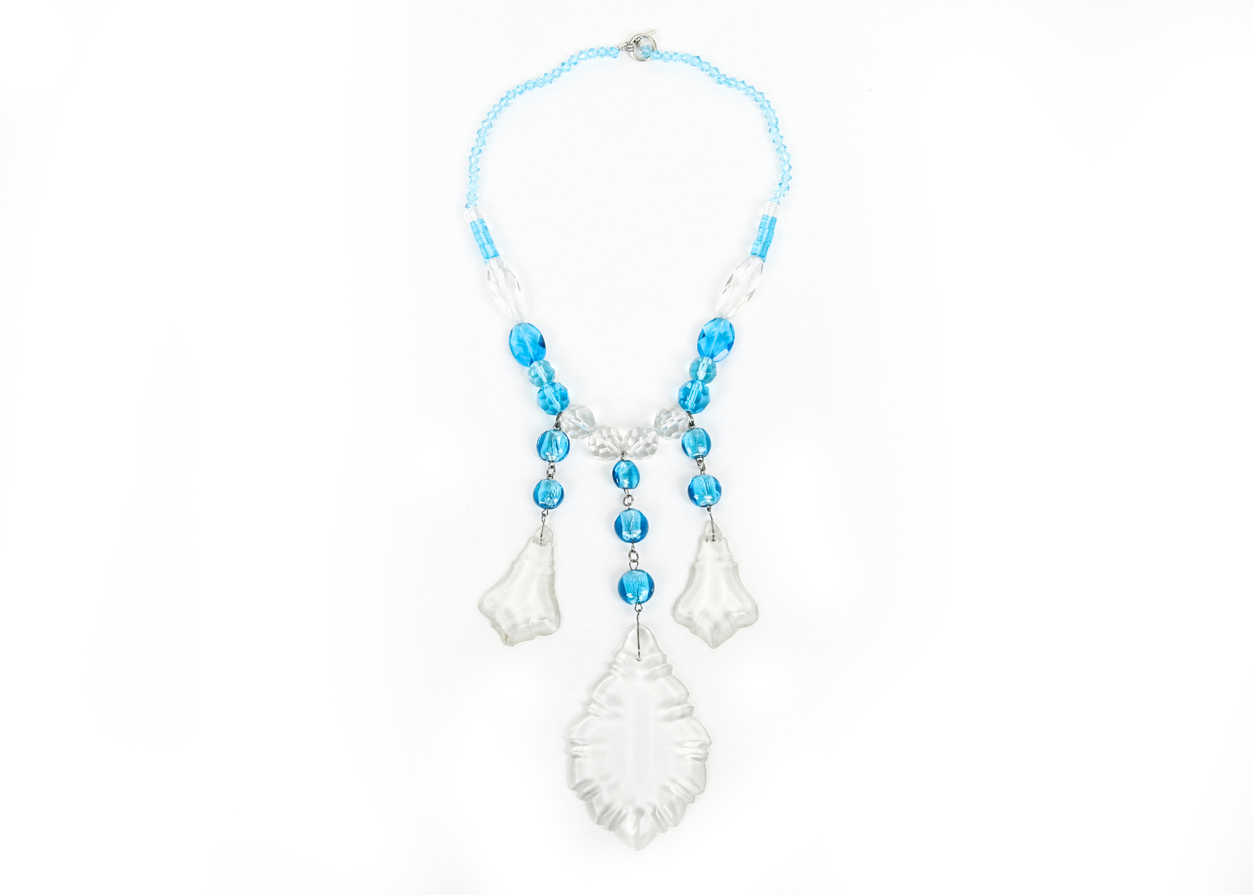 Beaded Necklace with Crystal Pendants