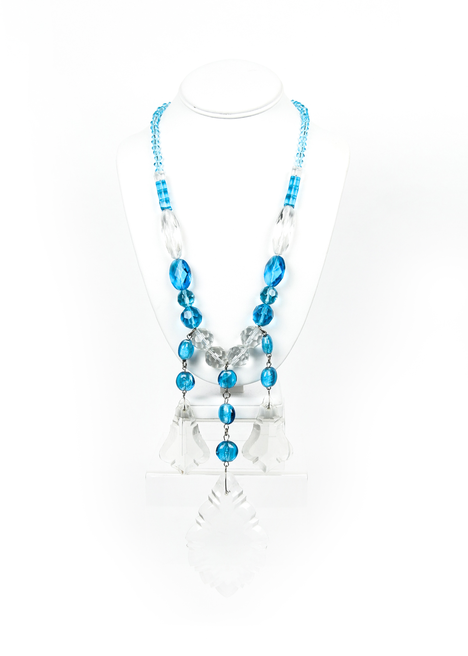 Beaded Necklace with Crystal Pendants