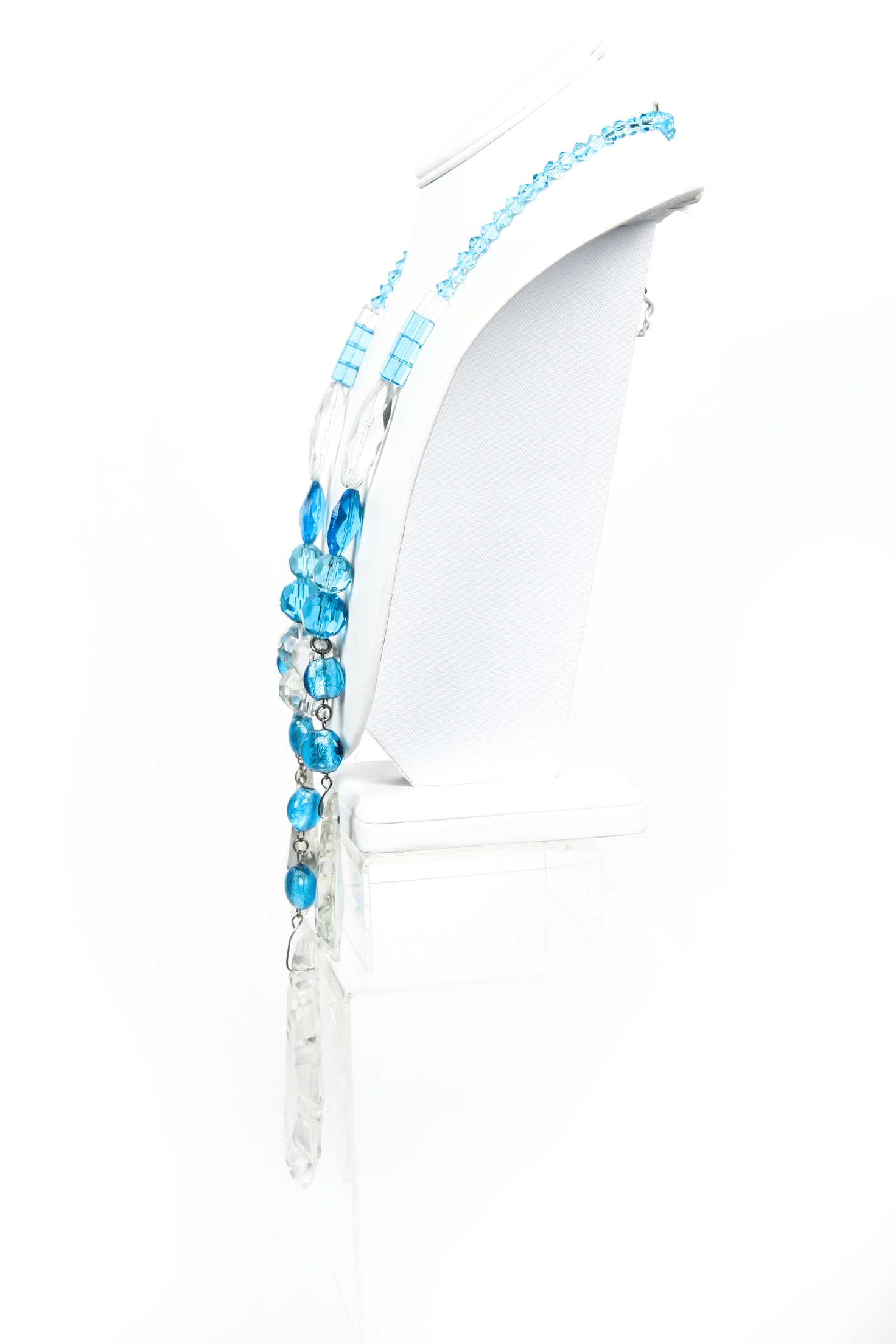 Beaded Necklace with Crystal Pendants