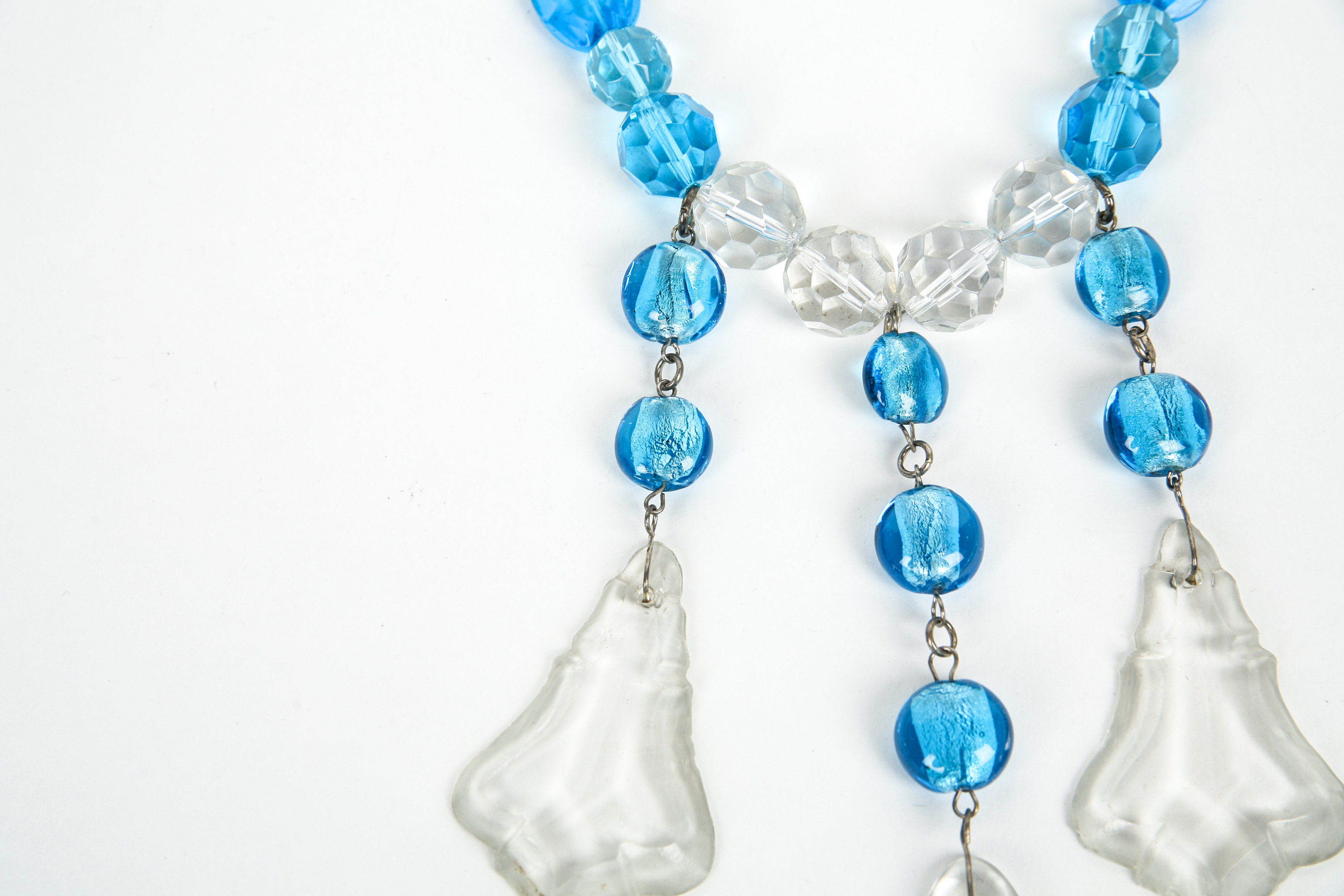 Beaded Necklace with Crystal Pendants