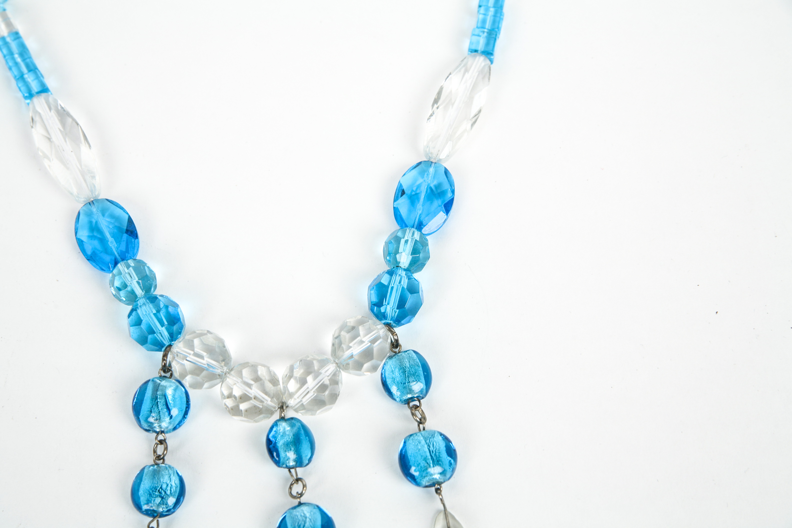 Beaded Necklace with Crystal Pendants