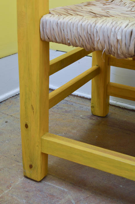 Hand Painted Mexican Pine Bench with Tula Rush Woven Seat