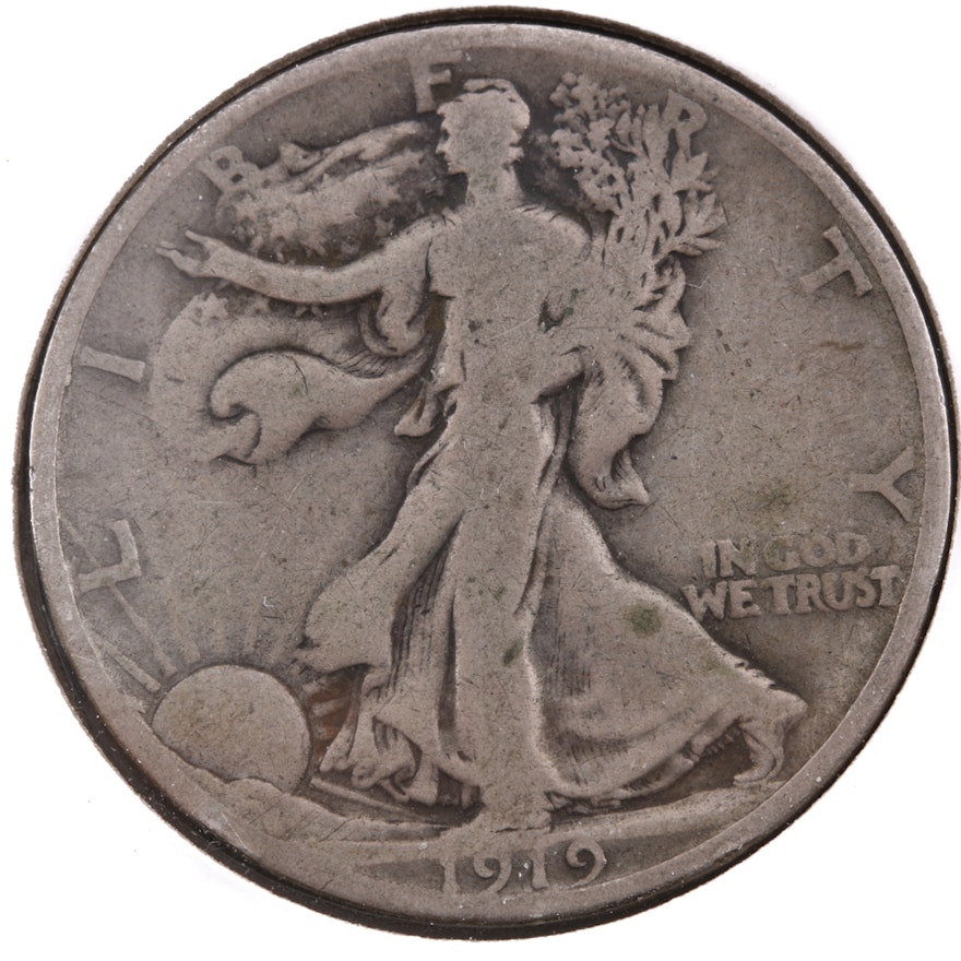 Low Mintage 1919 Walking Liberty Silver Half Dollar