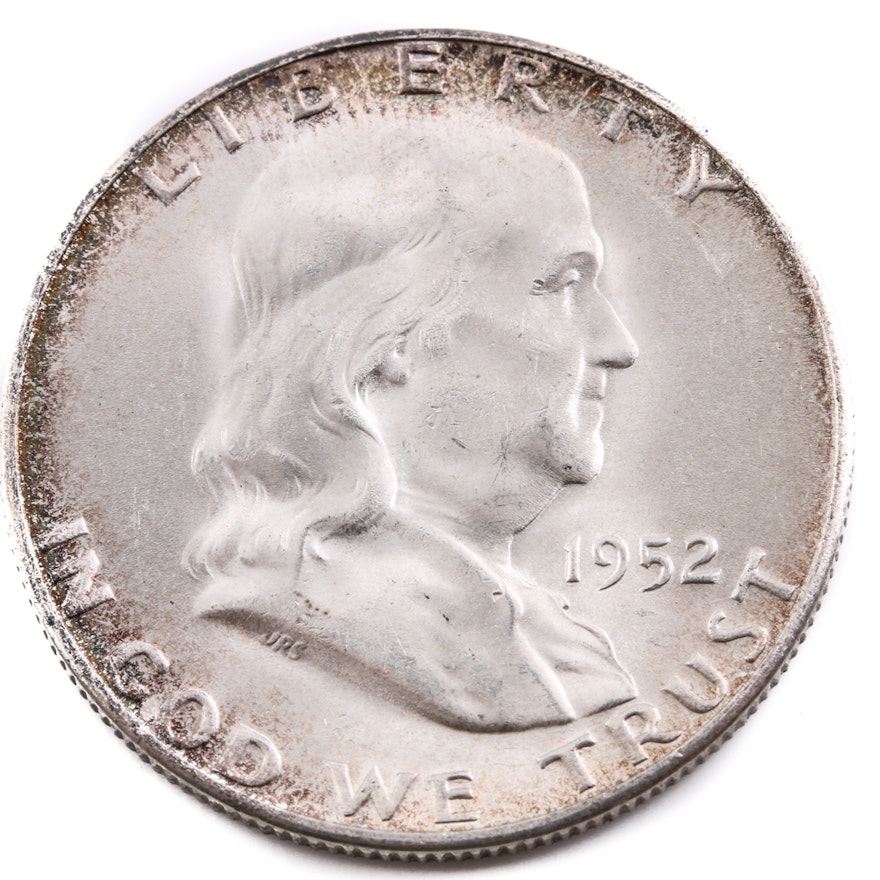 1952 S Benjamin Franklin Silver Half Dollar