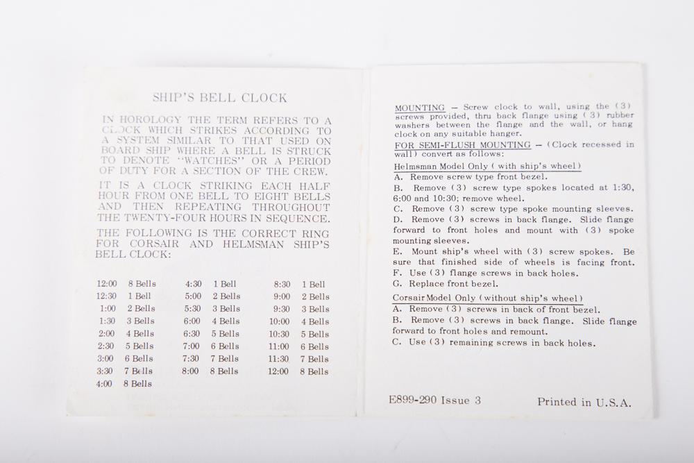 Seth Thomas "Helmsman" Ship's Bell Clock