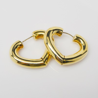 14K Yellow Gold Heart-Shaped Pierced Earrings