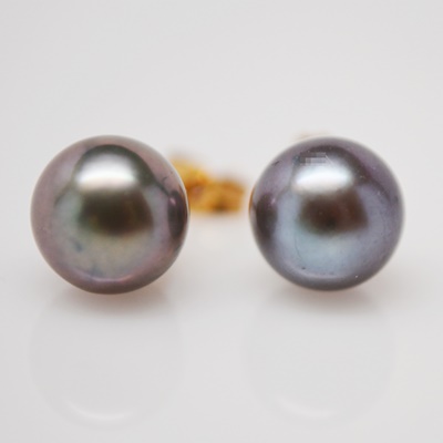 14K Yellow Gold Dyed Cultured Pearl Stud Pierced Earrings
