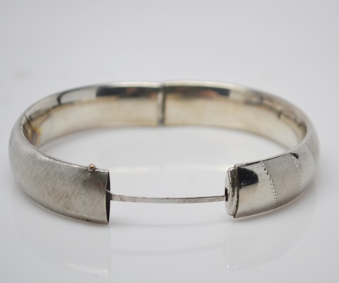 Mixed Brushed and Polished Sterling Silver Bangle