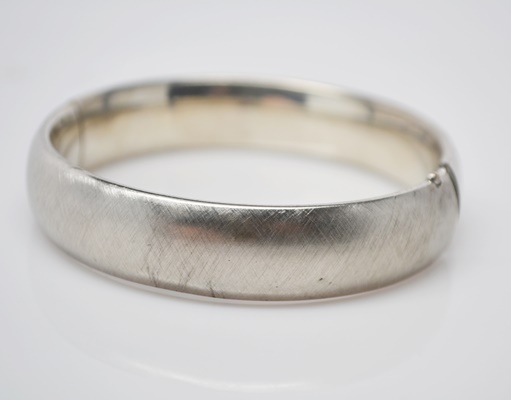 Mixed Brushed and Polished Sterling Silver Bangle