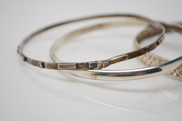 Three Sterling Silver Bangles