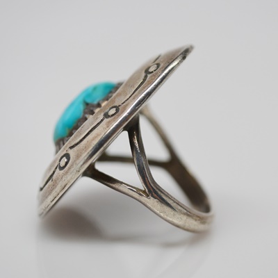 Native American Style Sterling Silver Turquoise Ring