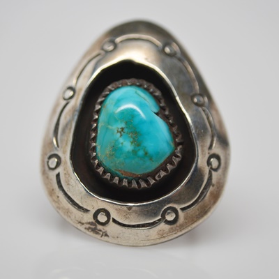 Native American Style Sterling Silver Turquoise Ring