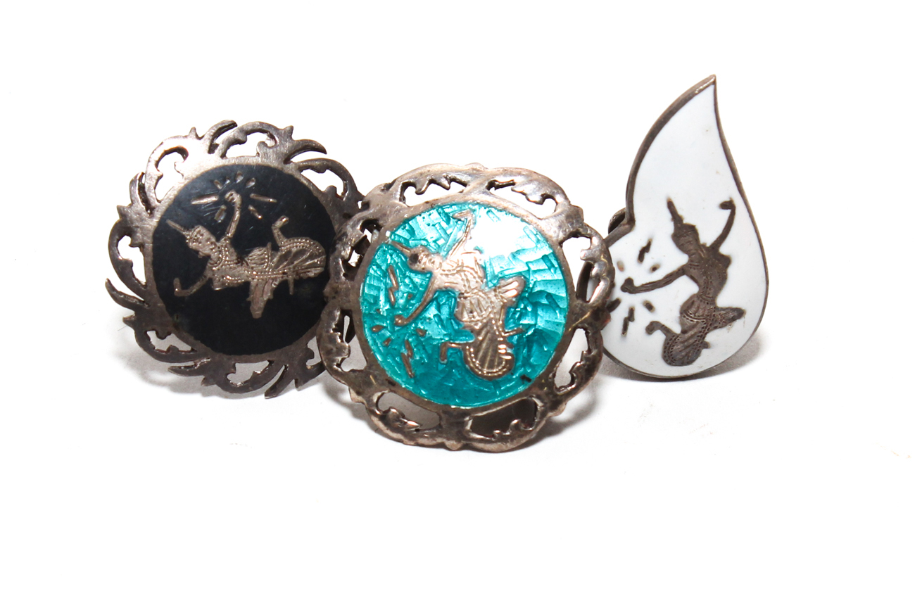 Assorted Siam Nielloware Sterling Silver Jewelry