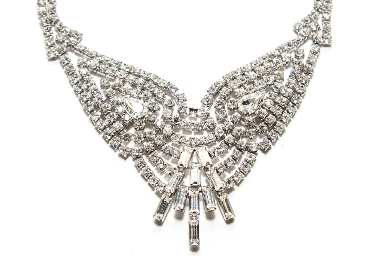Kramer Sterling Silver And Rhinestone Choker