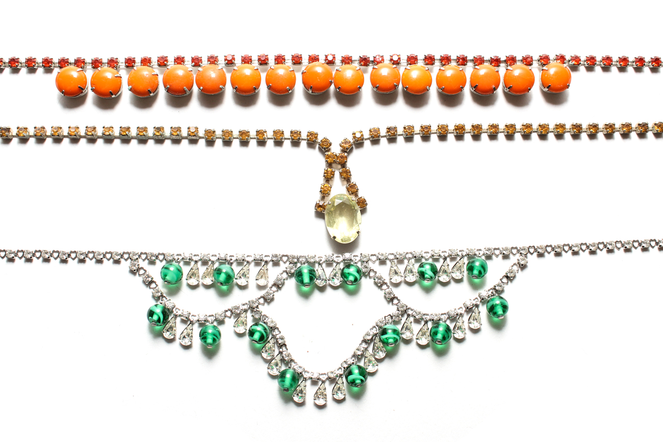 Vintage Colorful Rhinestone Chokers Featuring Lucy Ball