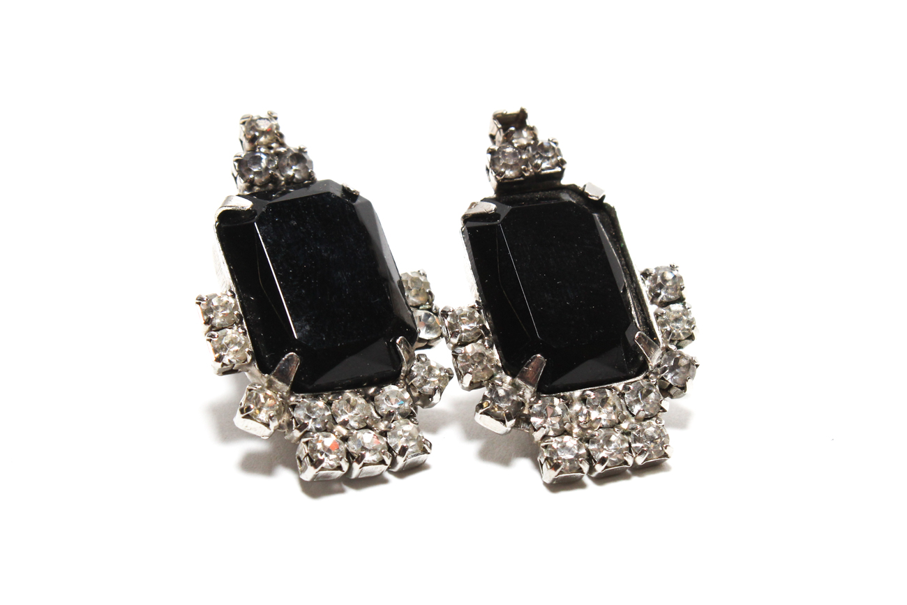 Vintage 1940s Art Deco Inspired Rhinestone Necklace And Earring Set