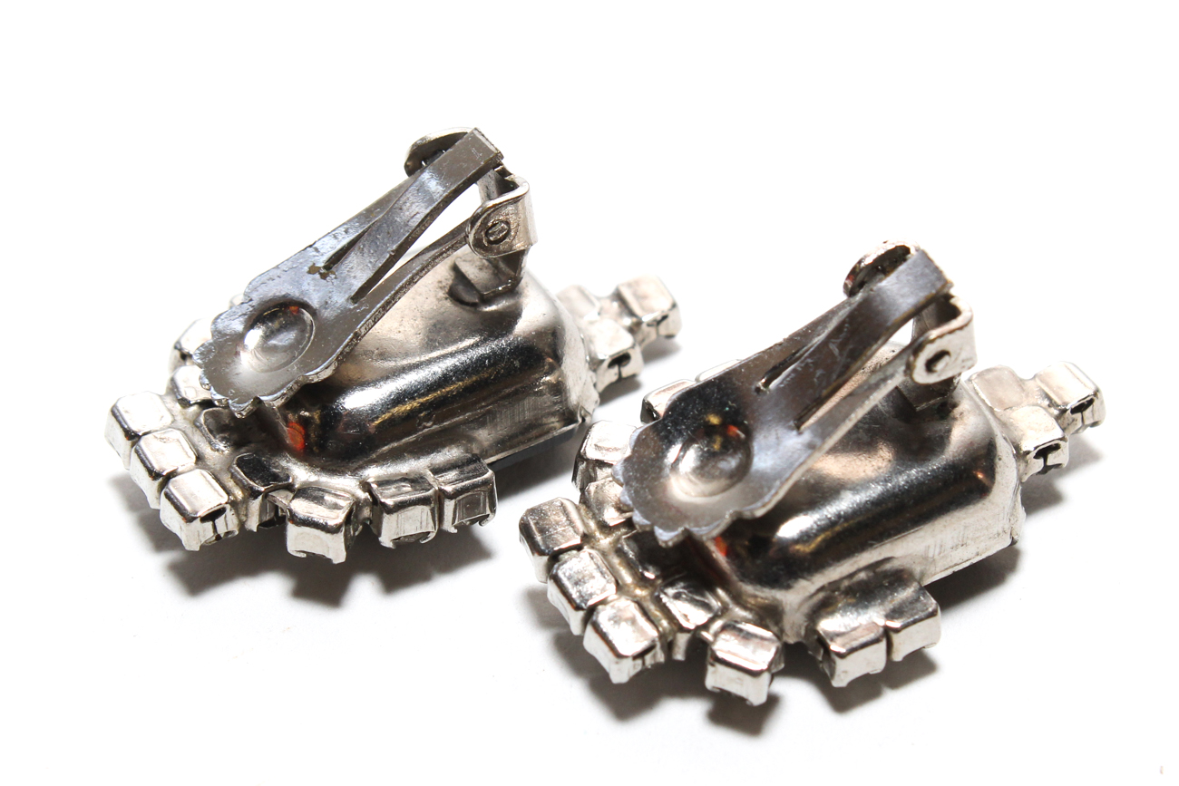 Vintage 1940s Art Deco Inspired Rhinestone Necklace And Earring Set