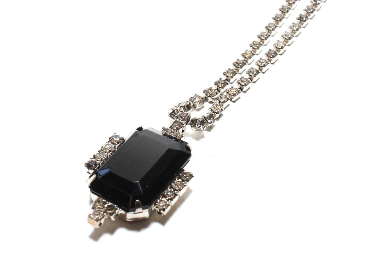 Vintage 1940s Art Deco Inspired Rhinestone Necklace And Earring Set