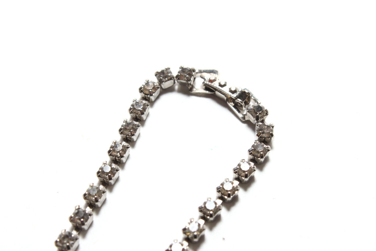 Vintage 1940s Art Deco Inspired Rhinestone Necklace And Earring Set