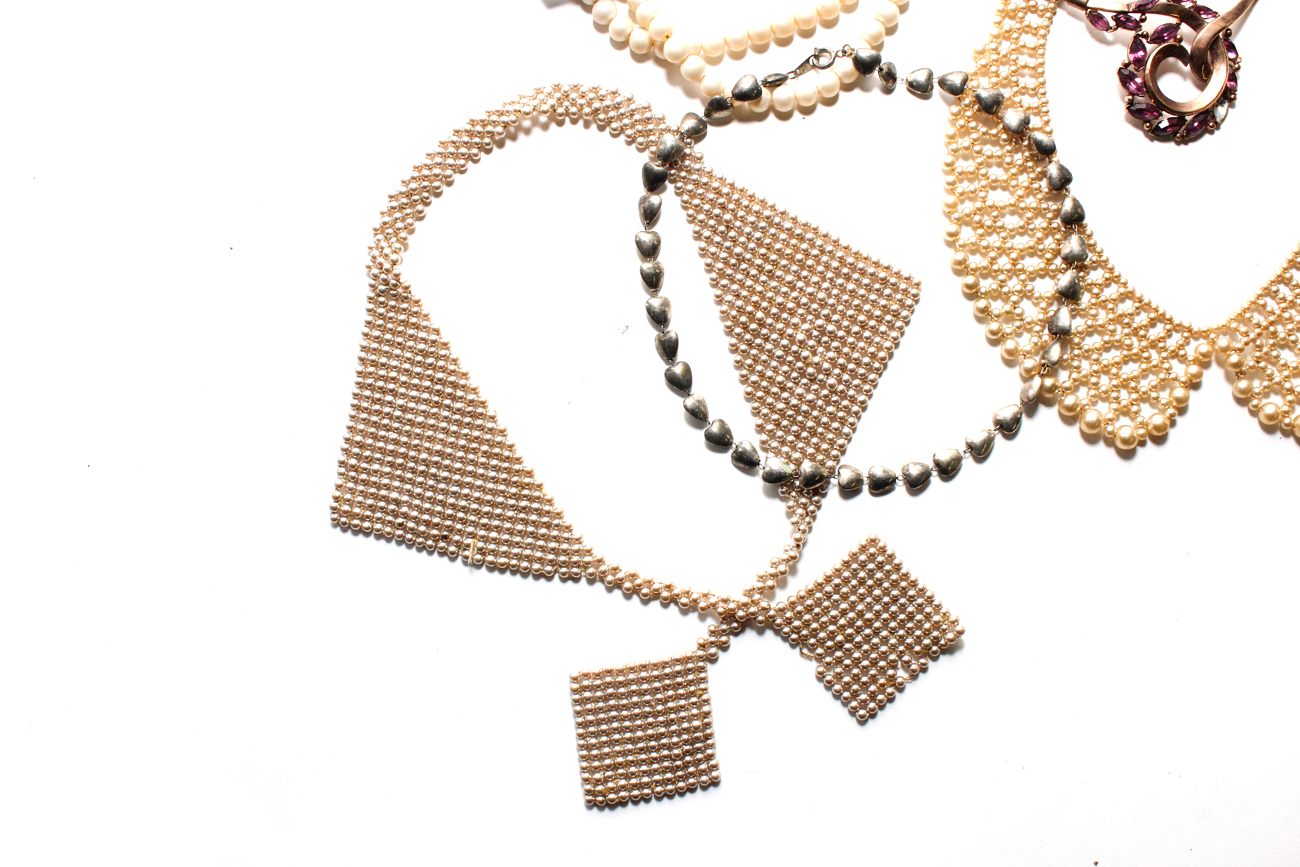 Collection of Vintage Costume Jewelry Chokers Including Trifari