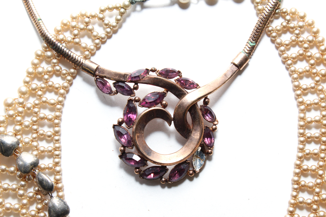 Collection of Vintage Costume Jewelry Chokers Including Trifari