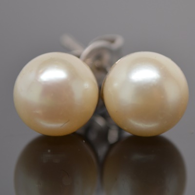 14K White Gold Cultured Pearl Pierced Earrings