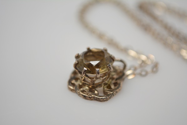 Scottish Vintage Sterling Silver Smoky Quartz Pendant Necklace