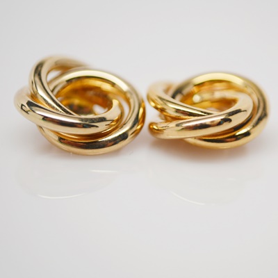 14K Yellow Gold Circular Double Twist Earring Jackets